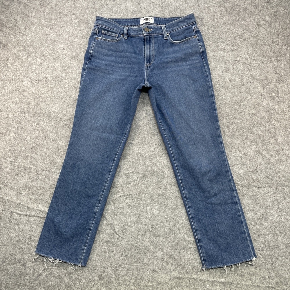 Paige Brigitte Boyfriend Jeans Womens 29 Blue Medium Wash Crop Stretch Denim